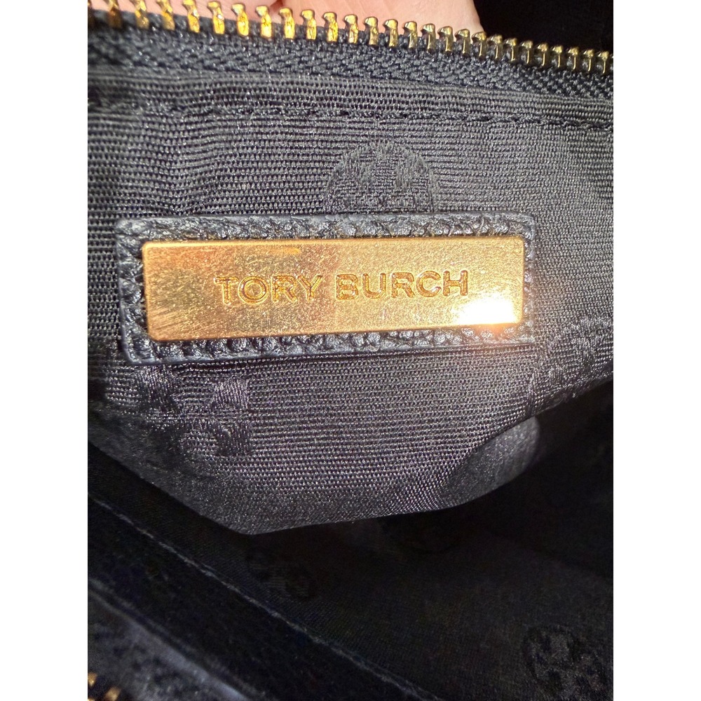 Tory Burch Britten Small Slouchy Tote Black Pebbled Leather Gold Chain Bag - Picture 5 of 16